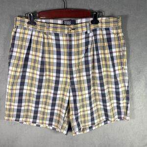 Polo Ralph Lauren Blue Yellow White Plaid Shorts Mens Size 38 Preppy Lightweight